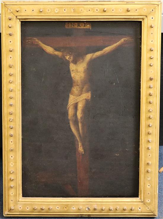 19th century English School Christ on the cross, 15.5 x 10in.